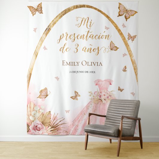 Roze Gown Presentación de 3 Años Spaanse achtergro Wandkleed (In situ)