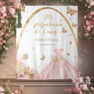 Roze Gown Presentación de 3 Años Spaanse achtergro Wandkleed