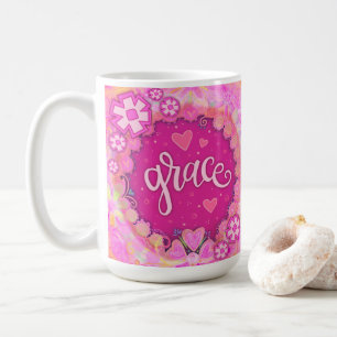  Roze Grace Inspirerende One Word Art Koffiemok