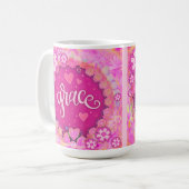  Roze Grace Inspirerende One Word Art Koffiemok (Voorkant links)