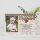 Roze Gracias Bautizo Doopsel bedankt Meisje (Staand voorkant)