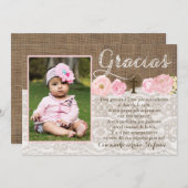 Roze Gracias Bautizo Doopsel bedankt Meisje (Voorkant / Achterkant)