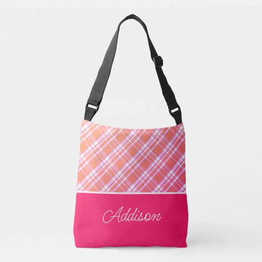 Roze gradiënt Big Pset en Stripe Crossbody Bag Tas (Voorkant)