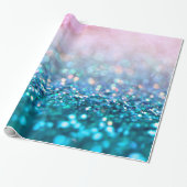 Roze gradiënt Blauw Blauwgroen Sparkle Trendy Glit Cadeaupapier (Uitgerold)