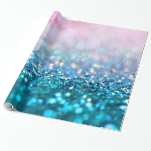 Roze gradiënt Blauw Blauwgroen Sparkle Trendy Glit Cadeaupapier