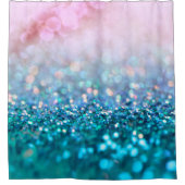 Roze gradiënt Blauw Blauwgroen Sparkle Trendy Glit Douchegordijn (Voorkant)