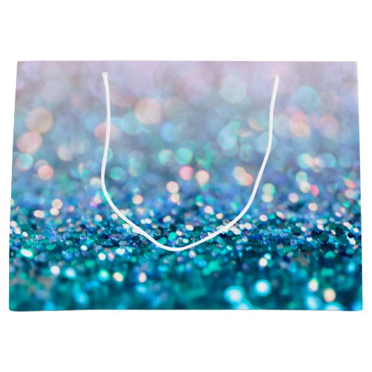 Roze gradiënt Blauw Blauwgroen Sparkle Trendy Glit Groot Cadeauzakje (Voorkant)