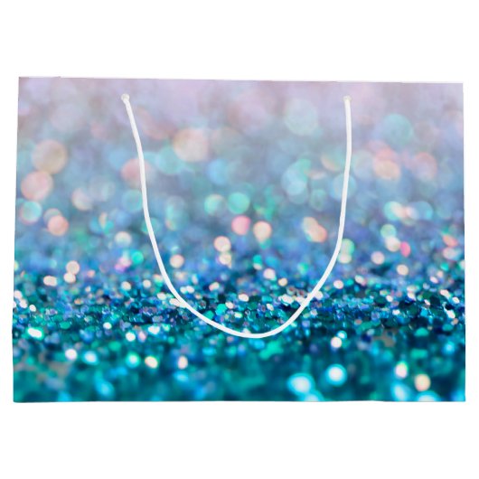 Roze gradiënt Blauw Blauwgroen Sparkle Trendy Glit Groot Cadeauzakje (Achterkant)