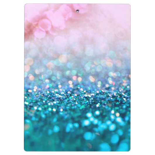Roze gradiënt Blauw Blauwgroen Sparkle Trendy Glit Klembord (Achterkant)