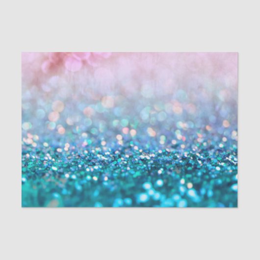 Roze gradiënt Blauw Blauwgroen Sparkle Trendy Glit Tissuepapier (Voorkant)