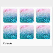 Roze gradiënt Blauw Blauwgroen Sparkle Trendy Glit Vierkante Sticker (Vel)