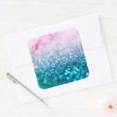 Roze gradiënt Blauw Blauwgroen Sparkle Trendy Glit Vierkante Sticker (Envelop)