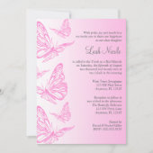 Roze gradiënt Butterfly bat Mitzvah Invitations Kaart (Voorkant)