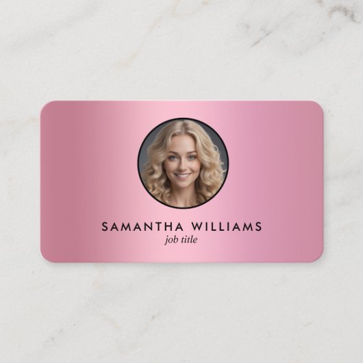 Roze Gradient Custom QR Foto Visitekaartje (Voorkant)