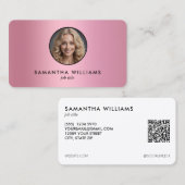 Roze Gradient Custom QR Foto Visitekaartje (Voorkant / Achterkant)