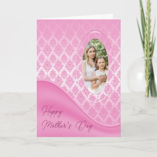 Roze Gradiënt Damast Foto Kaart (Voorkant)
