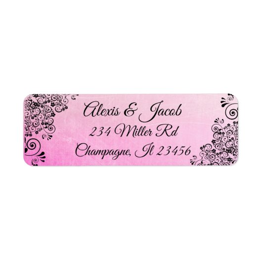 Roze gradiënt Elegant Script Return-labels Etiket (Voorkant)