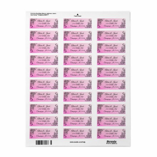 Roze gradiënt Elegant Script Return-labels Etiket (Full Sheet)