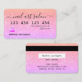 Roze gradiënt glitter textuur credit card stijl visitekaartje (Voorkant / Achterkant)