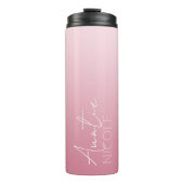 Roze Gradient Handschrift Gepersonaliseerde tante Thermosbeker (Voorkant)
