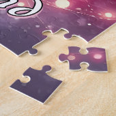 Roze Gradiënt Kerst Foto en Naam Winter Legpuzzel (Zijkant)