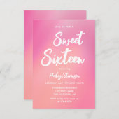 Roze Gradient Modern Trendy Sweet 16 Verjaardag Kaart (Voorkant / Achterkant)