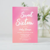 Roze Gradiënt Moderne Trendy Sweet 16 Verjaardag Kaart (Staand voorkant)