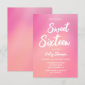 Roze Gradiënt Moderne Trendy Sweet 16 Verjaardag Kaart (Voorkant / Achterkant)