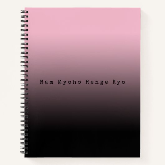 Roze Gradient Nam Myoho Renge Kyo Mantra Zwart Notitieboek (Voorkant)