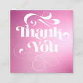 Roze gradiënt retro manuscriptorde dank u vierkante visitekaartje (Voorkant)