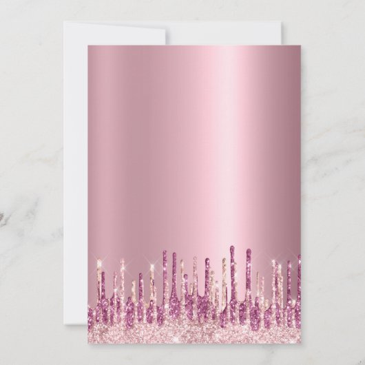 Roze gradiënt roos gouden glitter druppels Sweet 1 Kaart (Achterkant)