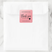 Roze Gradiënt Zakelijk Bedankt Vierkante Sticker (Tas)