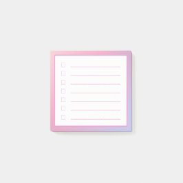 Roze gradiëntminimalistische checklist post-it® notes
