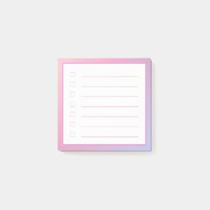 Roze gradiëntminimalistische checklist post-it® notes