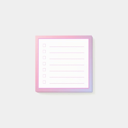 Roze gradiëntminimalistische checklist post-it® notes (Voorkant)