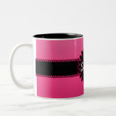 Roze gradiëntmonogram tweekleurige koffiemok (Links)