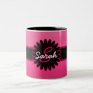 Roze gradiëntmonogram tweekleurige koffiemok
