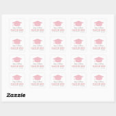 Roze graduatie cap / klasse van vrouw afstudeerder vierkante sticker (Vel)