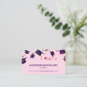 Roze Graduation Cap Grown School Collage Visitekaartje (Staand voorkant)