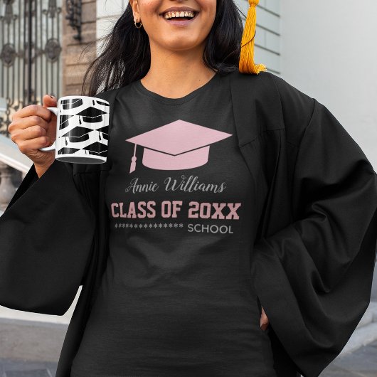 Roze Graduation Cap Klasse van het Afstudeerder T-shirt