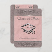 Roze Graduation Invitations Kaart (Voorkant / Achterkant)