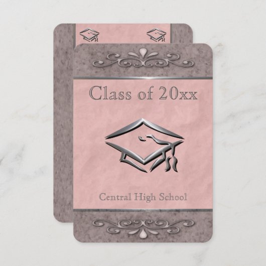   Roze Graduation Invitations Kaart (Voorkant / Achterkant)
