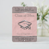 Roze Graduation Invitations Kaart (Staand voorkant)