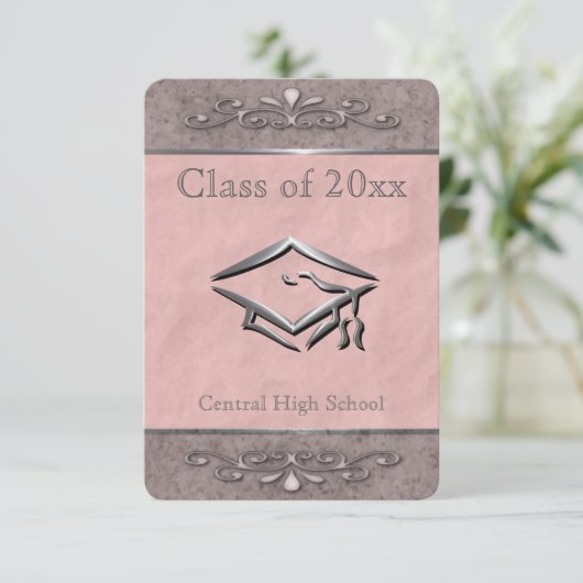   Roze Graduation Invitations Kaart (Staand voorkant)