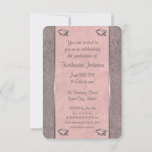   Roze Graduation Invitations Kaart (Achterkant)
