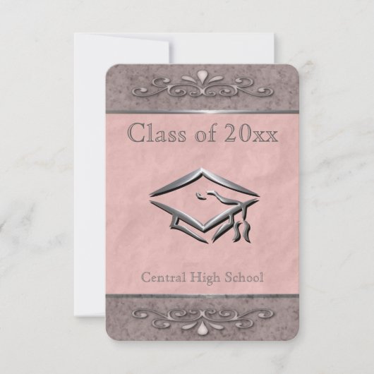 Roze Graduation Invitations Kaart (Voorkant)