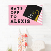 Roze Graduation Party Gefeliciteerd Spandoek (Insitu)