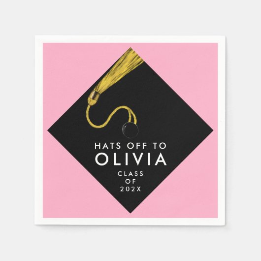 Roze Graduation Party Napkins Servet (Voorkant)