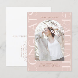  roze graduPartij Fotouitnodiging Aankondigingskaart