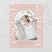 roze graduPartij Fotouitnodiging Aankondigingskaart (Voorkant)